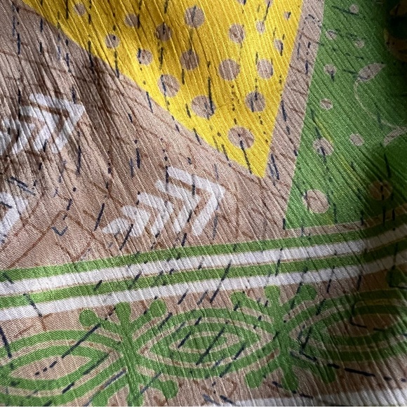 Darn Good Made in India Recycled Silk Bohemian Tie Goddess Beach Caftan Dress - Picture 5 of 17